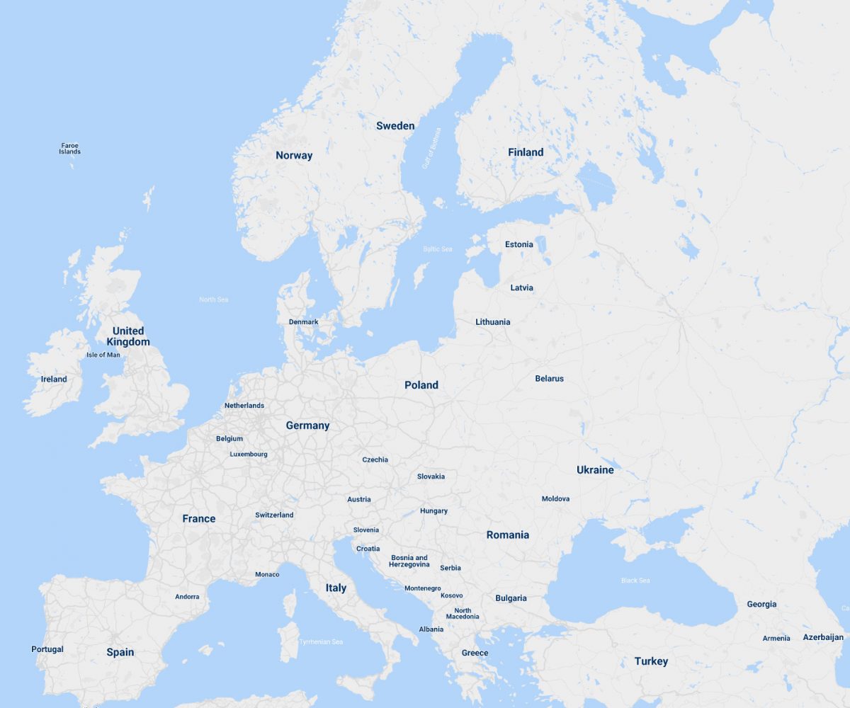 Mapa Evrope, usluge transporta
